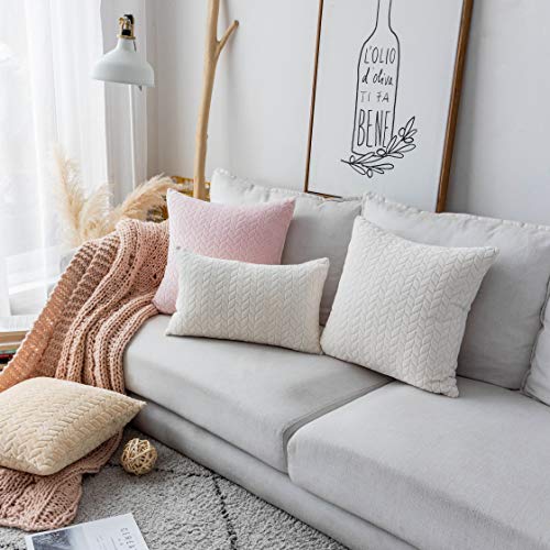 Ugasa Soft Decorative Throw Pillow Covers Set Cushion Case For Sofa/Bedroom/Car, Set Of 2, 12X20 Inch, Cream #TOP6