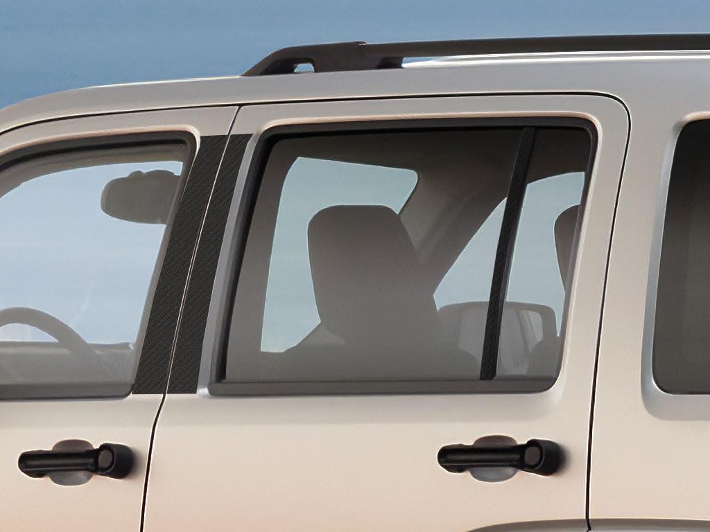 Rvinyl Pillar Post Window Trim Compatible with Jeep Liberty 2008-2012 - Carbon Fiber 4D (Black)
