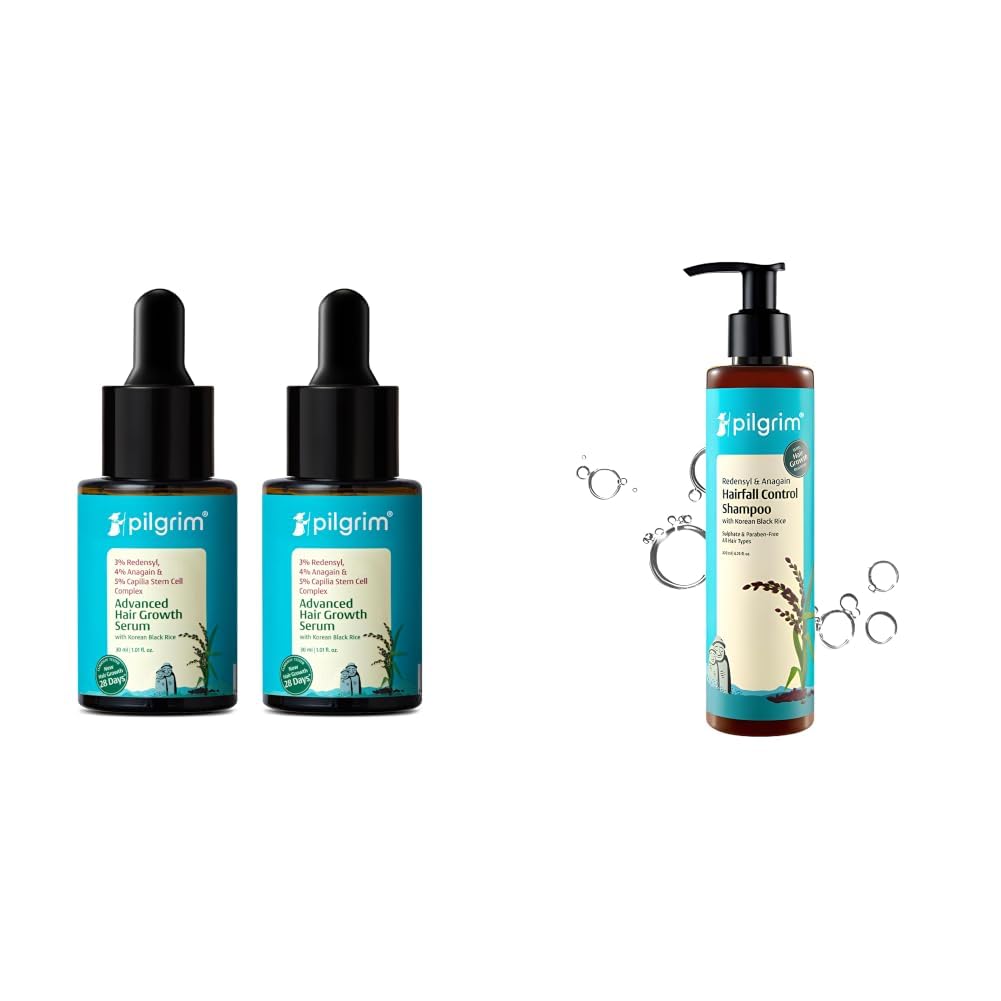 Pilgrim Redensyl 3% + Anagain 4% + 5% Capilia Stem Advanced Hair Growth Serum with Rosemary, Controls H & Redensyl & Anagain Hairfall Control Shampoo with Korean Black Rice 200ml-picture-18