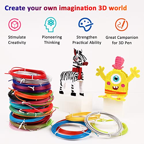 Image of 3D Pen Filament Refills 30 Colors, Bonus 250 Stencils eBooks - 3D Pen Filament PLA 1.75mm,Non-Toxic, Smooth Printing Refills