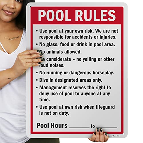 Cartel metálico con reglas de piscina 24x18 pulgadas miniatura 2