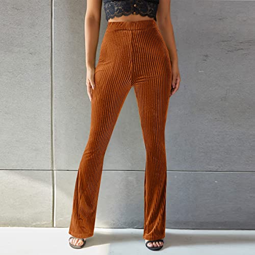 Flare Pants for Women Fashion 2024 Stretch High Waist Ribbed Bell Bottoms Vintage Casual Elegant Y2k Bootcut Trousers2