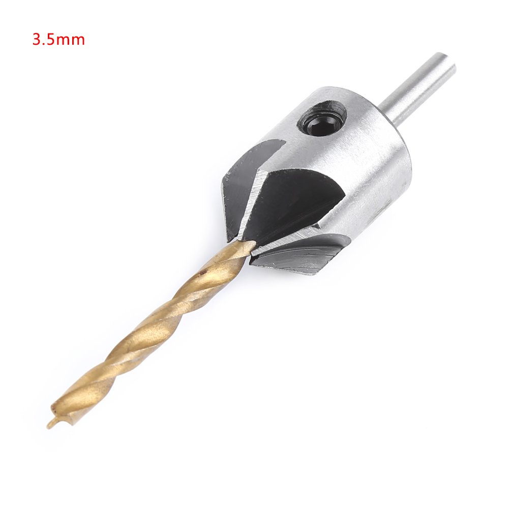 Juego de Brocas avellanadoras, Broca avellanadora de chaflán para carpintería para carpintería de carpintería de Acero de Alta Velocidad de Madera, con 1 Llave Hexagonal Gratis (3,5 mm)