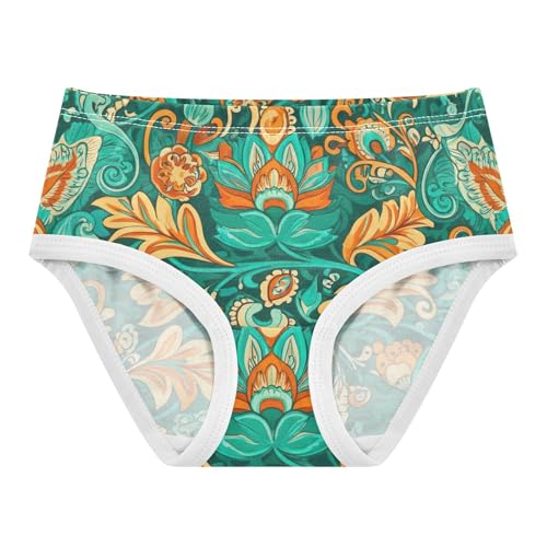 Ornate Floral Blue Leaves Toddler Girls Underwear 2t Cotton Panties Little Girl Colorful Briefs Girls Undies