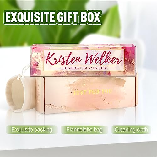 Image of Name Plate for Desk, Desk Name Plate Personalized, Office Decor for Women Men, Acrylic Desktop Accessories, Office Appreciation Gifts for Boss Social Workers Nurse Teacher Employee (Pink /Gold)