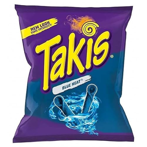 2x Taki Blue Heat je 92,3g – Blaue Tortilla Chips, pikant-scharf & säuerlich – Hot Chili Pepper Geschmack – Knabberspaß für die ganze Familie!