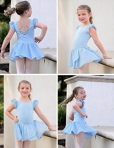 Image of Arshiner Girls Ruffle Sleeve Ballet Dance Dress Tutu Skirted Leotard