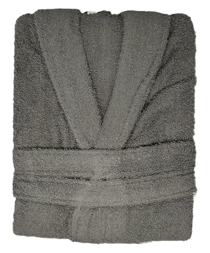 Kimbatex Albornoz 100% Algodón Rizo Americano 420g Unisex con Cinturón y 2 Bolsillos, Disponible en 10 Colores y Tallas M, L, XL, XXL. (FR/ES, Letras, XXL, Regular, Regular, Gris oscuro)