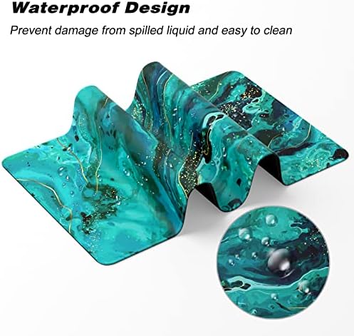 Atufsuat Extended Gaming Mouse Pad, XXL Large Desk Pad 30 x 14 Inch, Big Computer Keyboard Mousepad, Waterproof Mouse Mat with Stitched Edges and Non-Slip Base for Office Gaming, Dark Green Marble