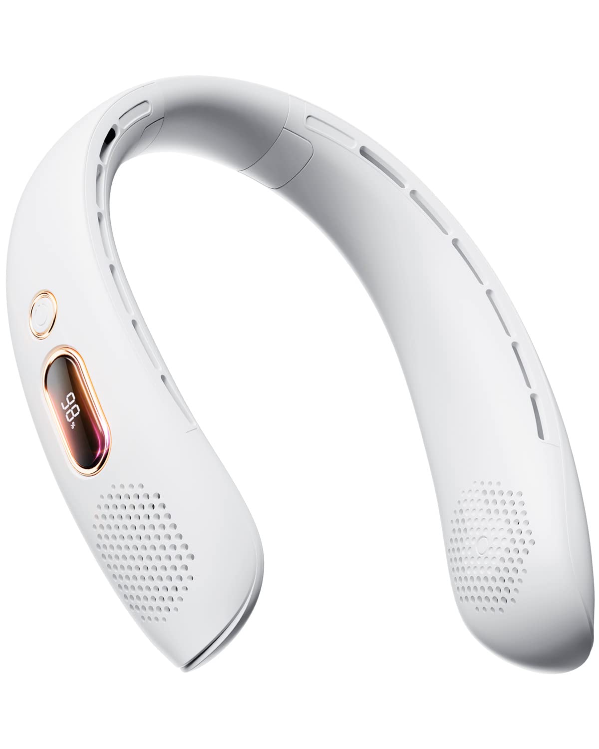 GaiatopNeck Fan, Bladeless Fan LED Display 360°Cooling Airflow USB Rechargeable Portable with 3 Speeds Adjustment Personal for Outdoor Travel Indoor, Office, Travel, Sports, WhiteClimatePartner certified