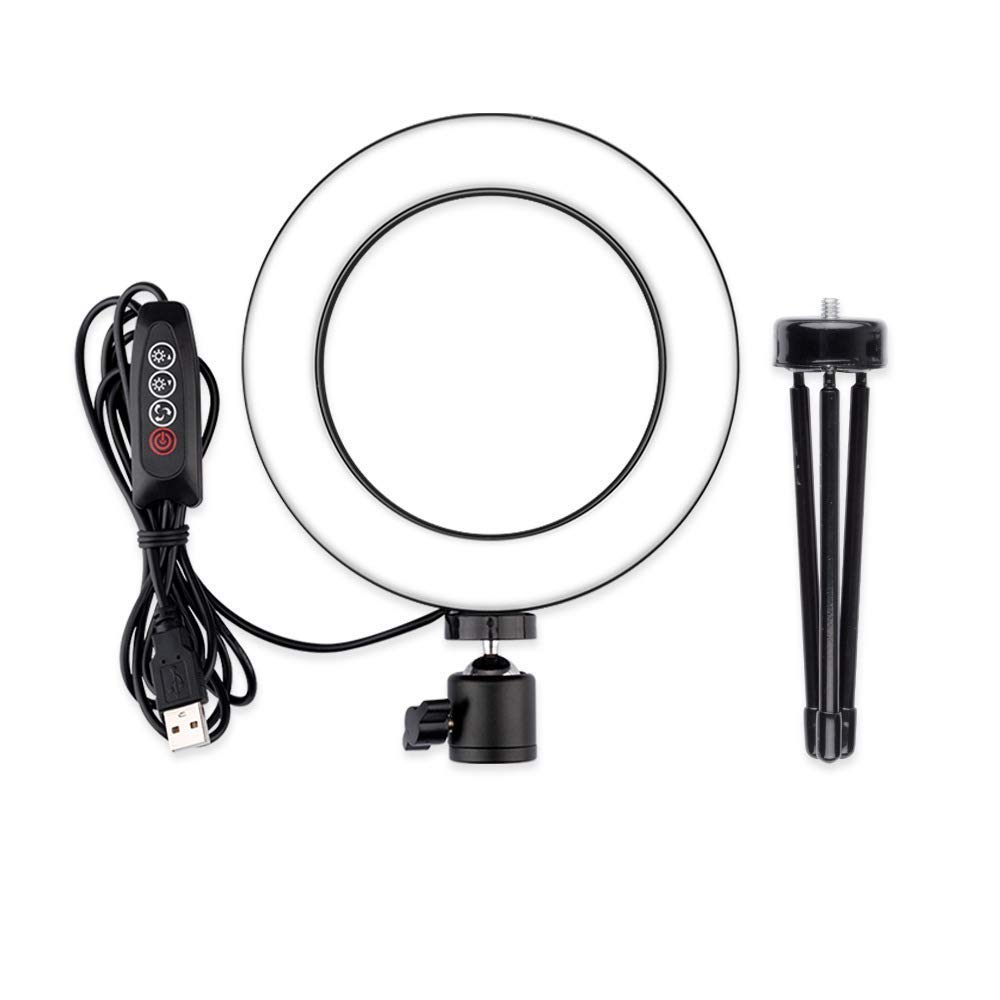 Luce ad anello da 6,2" con supporto per treppiede regolabile Luce ad anello per trucco da scrivania dimmerabile con 3 modalità di illuminazione 10 livelli di luminosità per il trucco in stre