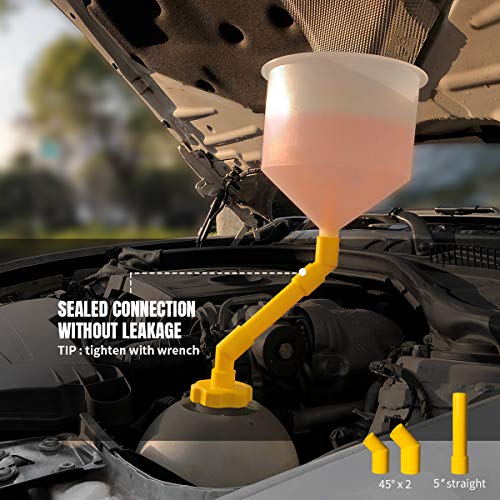 Thorstone Spill Free Radiator Coolant Filling Funnel Kit | No Spill Radiator Funnel Bleeder,with Adapters Fit Universal Vehicles,Clear - Thumbnail 3