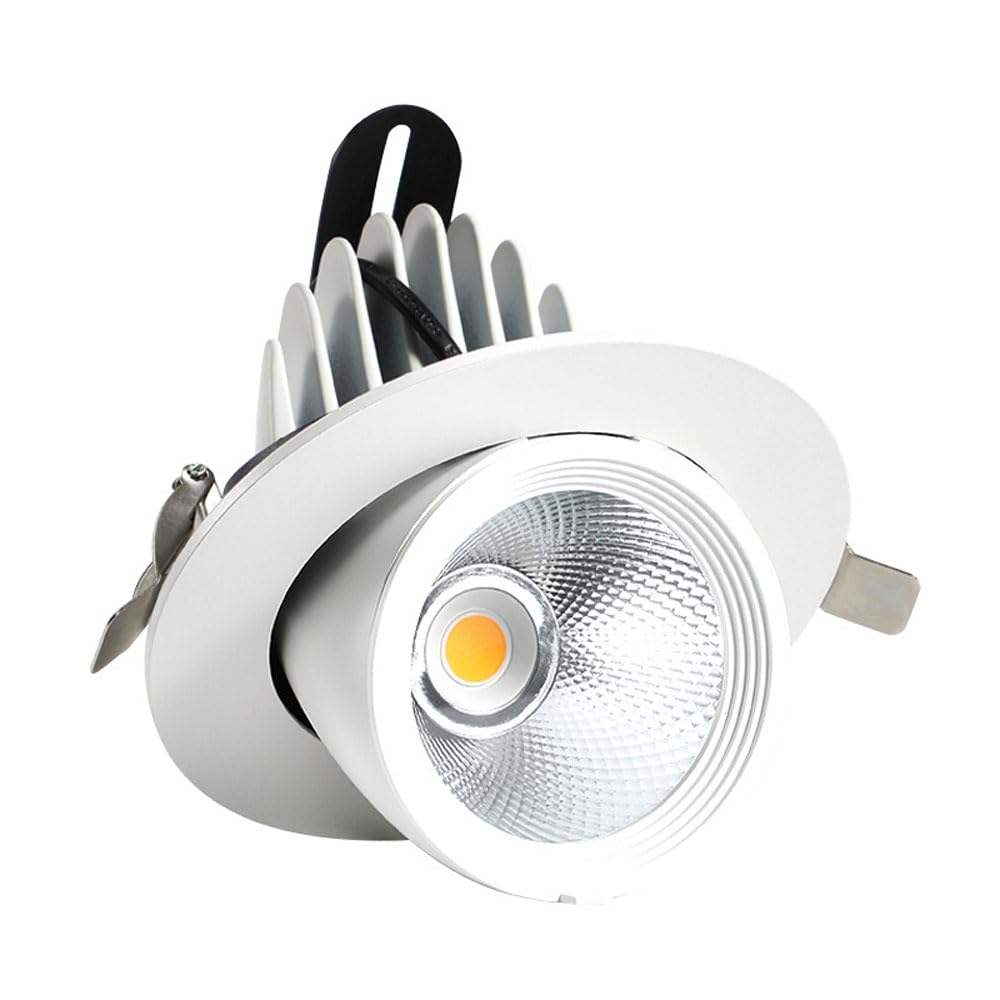 JKJZSALJ White Trim Retrofit Gimbal Led Recessed,Selectable 3Cct 3000K/4000K/6000K,High Brightness,Recessed Gimbal Elephant Trunk Lamp,Adjustable Lens Adjustable Gimbal Light,7w-6000K