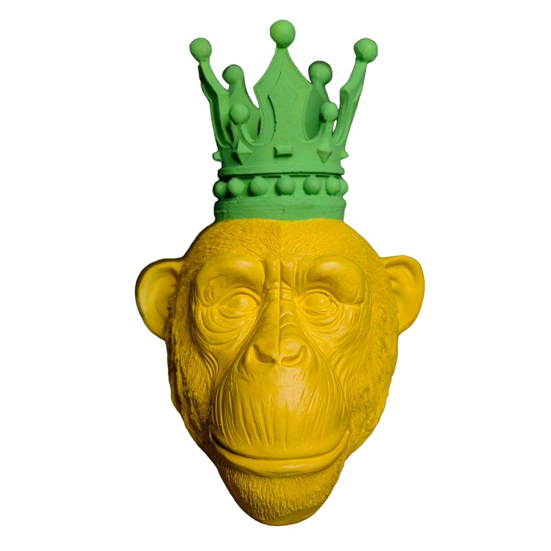 Chimpanzé africain sculpté déco de bar ou salon thème jungle sauvage chic 32 cm