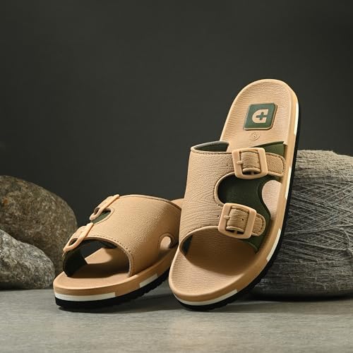 Image of DOCTOR HEALTH SUPER SOFT Men Comfortable Double Strap Slippers with Adjustable Buckles, Cushioned Footbed and Anti Slip Sole, Casual Everyday Wear Sliders for Indoor and Outdoor Use