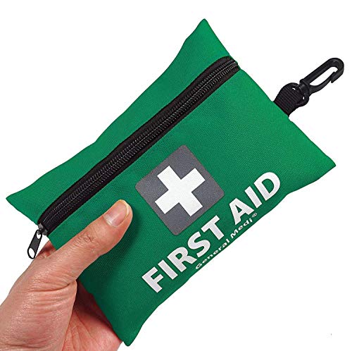 General Medi Mini First Aid Kit,92 Pieces Small First Aid Kit - Includes Emergency Foil Blanket, Scissors for Travel, Home, Office, Vehicle,Camping, Workplace & Outdoor (Green)
