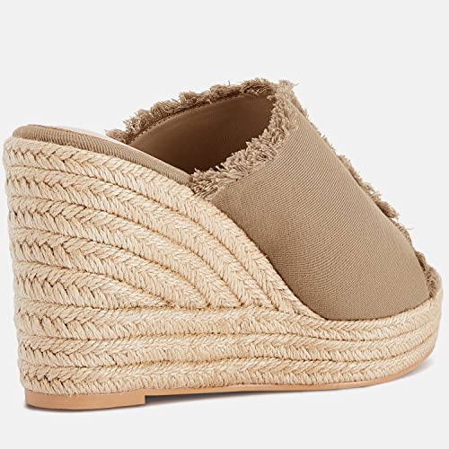 Image of Juliet Holy Womens Wedge Sandals Peep Toe Denim Slip On Backless Espadrilles Platform Sandal Shoes