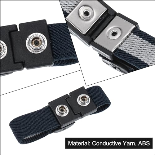 Image of MECCANIXITY 3Pcs Anti Static Wrist Strap, Dual Circuit Antistatic Bracelet Adjustable Cordless for Computer Electronics Repair Deep Gray