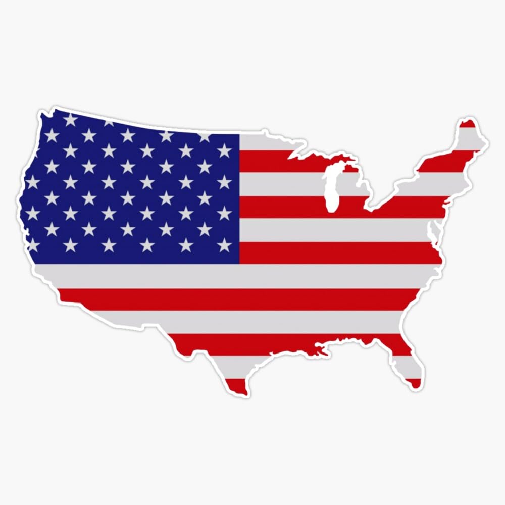 American Flag USA Map Sticker Vinyl Decal Bumper Sticker 5"