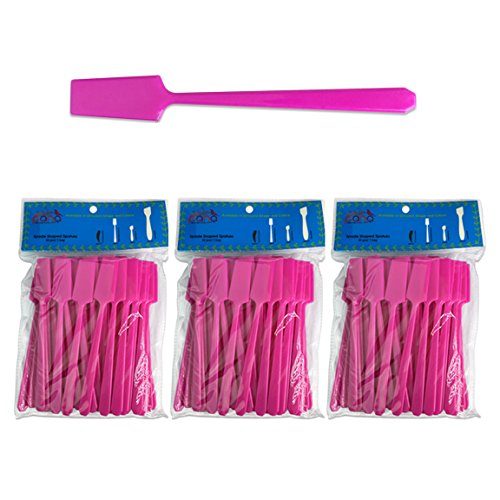 Pana Brand (3 Packs of 50 Pieces = 150 Pieces Total) 5″ Makeup PINK Spade Shaped Spatulas Cosmetic Skin Care Facial Cream Mask Spatula for Mixing and Sampling