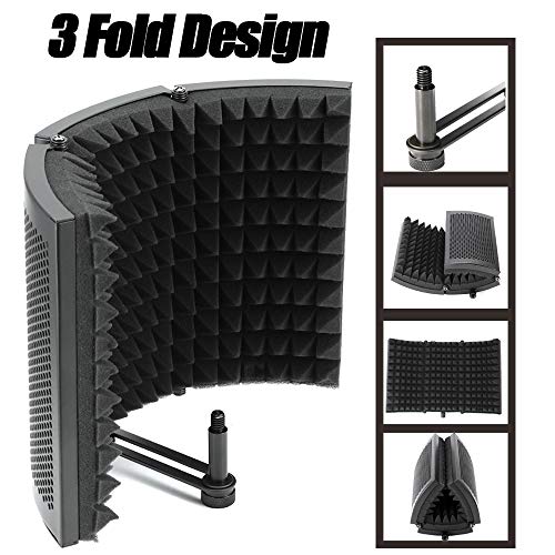 Konesky Escudo de Aislamiento de Micrófono, Reflector de Espuma Absorbente de Sonido Studio Mic Espuma Acústica EVA de Grado de Estudio (A)