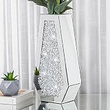 Jarrón de Cristal Grande Con Espejo de Diamante Triturado - Moderno y Decorativo de Lujo, Flores y Decoración