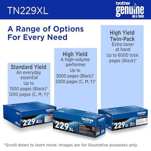 Image of Brother Genuine TN229XLY Yellow High Yield Printer Toner Cartridge - Print up to 2,300 Pages(1) (Pack of 4)