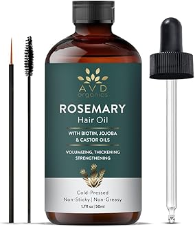 AVD Organics Rosemary Oil for Hair Growth – Enriched with Biotin Jojoba & Castor Oil | Strengthening & Volumizing Natural Hair Oil | Non-GMO Verified | 50ml