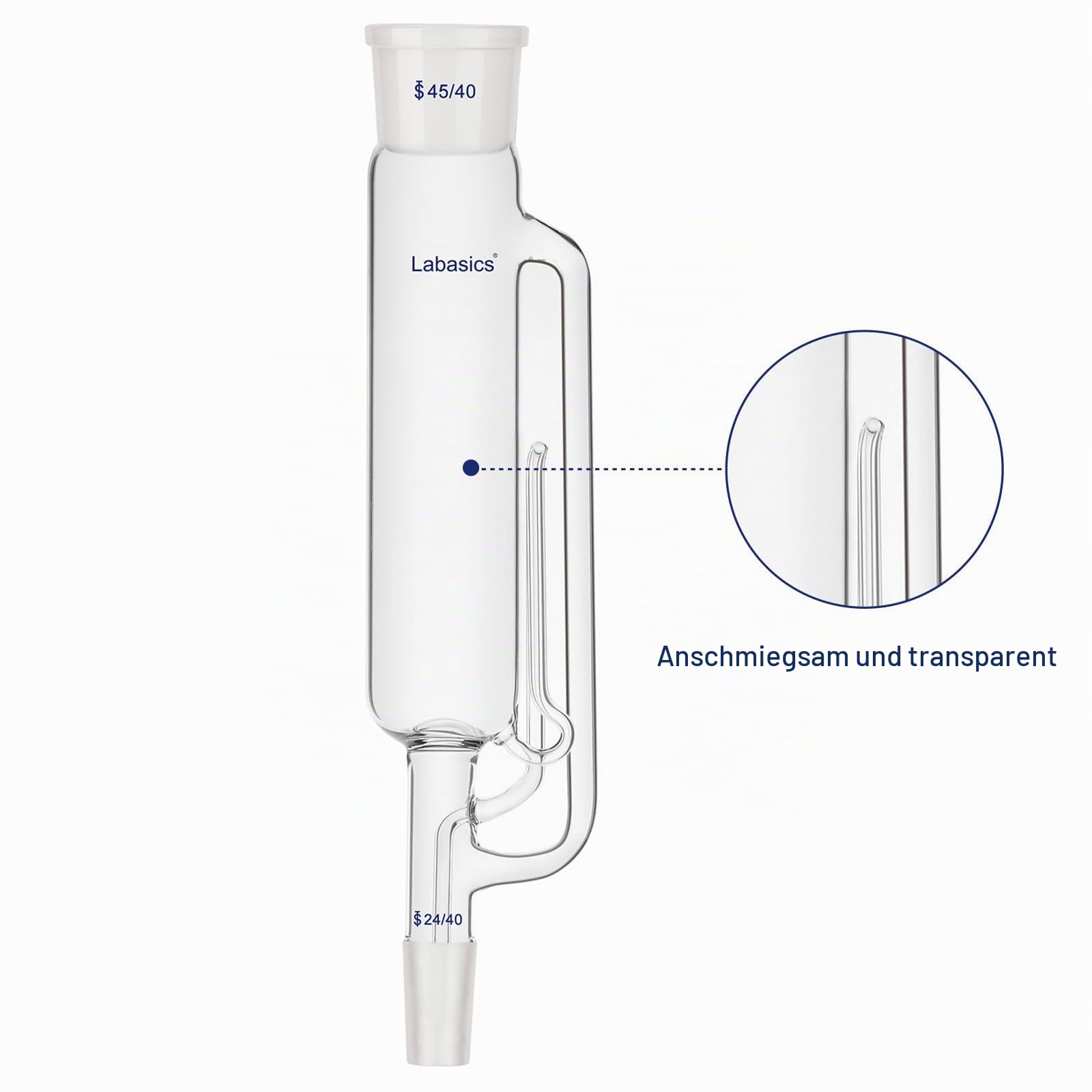 Labasics 500 ml Extraktion Apparat vom Typ Soxhlet, Borosilikatglas 45/40 Soxhlet Extraktor mit Allihn Kondensator, 2er-Pack
