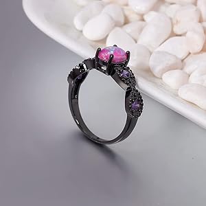 CiNily Black Gold Purple Opal Ring- Black Gold Plated Women