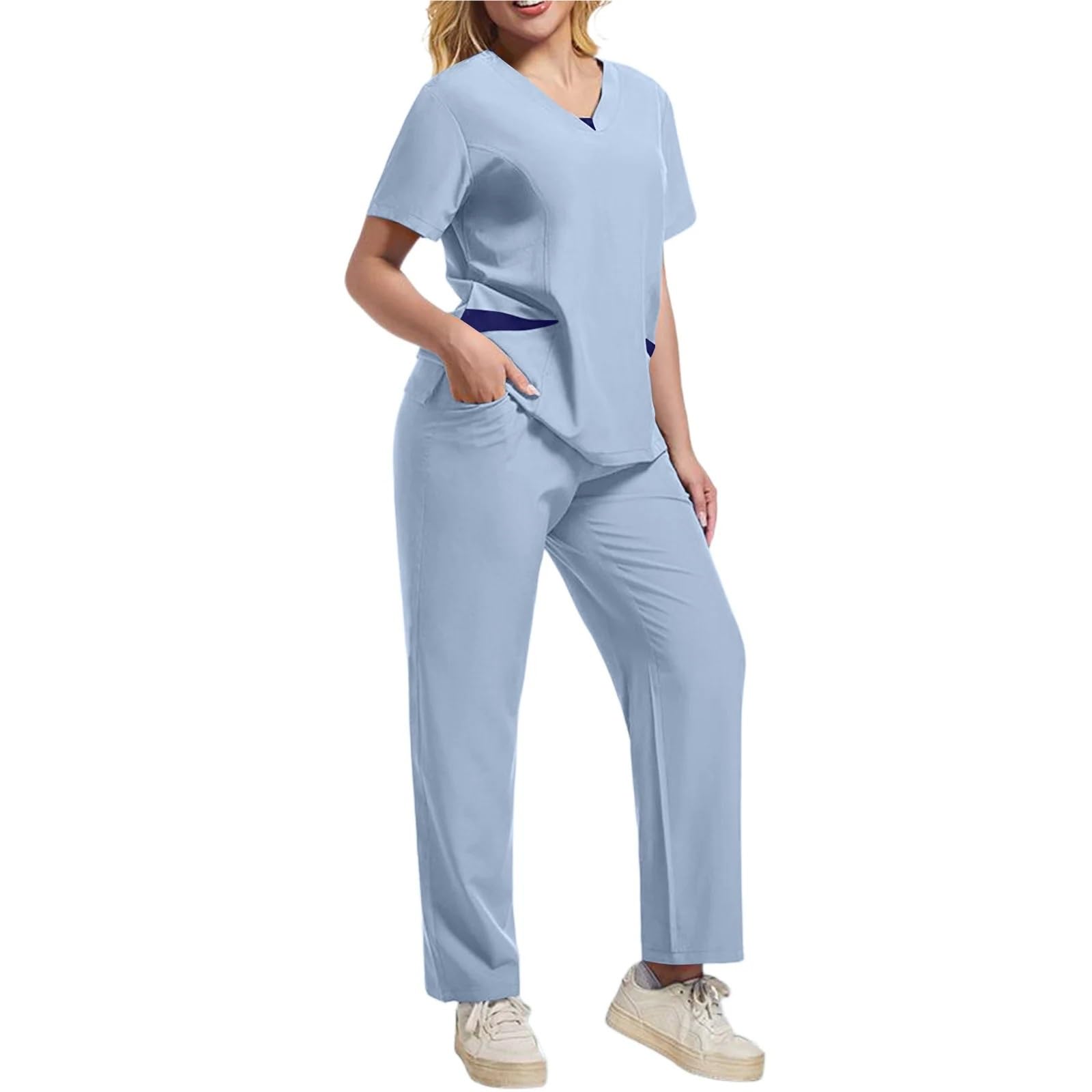 Kasacks Damen Pflege Anti-Falten-Komfort-Pflegeuniform for Herren, Unisex, for klinische Chirurgie, Labor, Peeling-Anzug, Oberteil, Hose