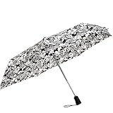 Totes Auto Open Auto Close Compact Umbrella (Black & White Floral)