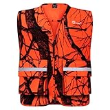CVLIFE Blaze Orange Hunting Vest with Multi Pockets Hunting Vest for Men Adjustable Hunter Orange Vest High Visibility for Outdoors