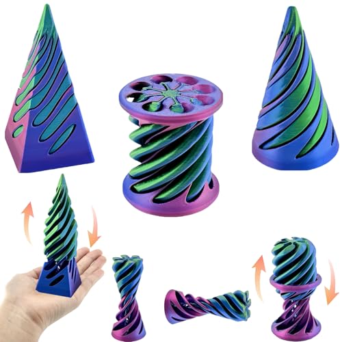 3 Packs Spiral Cone Fidget Toy, 3D Printed Vortex Puzzle