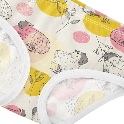 Joisal Cotton Girls Underwear Toddler Pink Yellow Capybaras Beige Girl Panties Cute Stylish Briefs Kids Undies 2t4