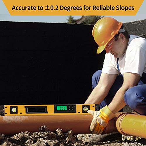 24-Inch Digital Torpedo Level and Protractor | Neodymium Magnets | Bright LCD Display | IP54 Dust/Water Resistant smart level with Carrying Bag