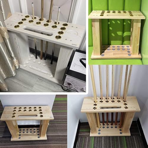 Support pour 16 tacos de billar en bois meuble de rangement stable de sol - 8