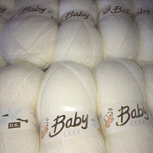 Baby Care 5 x 100g Woolcraft Yarn, Wool, DK Double Knit (White)
