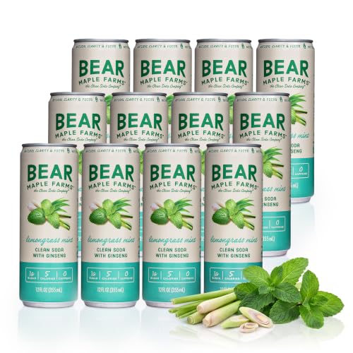 Bear Maple Farm Lemongrass Mint Healthy Soda | Hydroponically Brewed, 12 PK