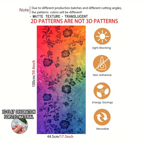 Image of Nuxovilar Rainbow Floral Window Film, 17.7x39.4inch