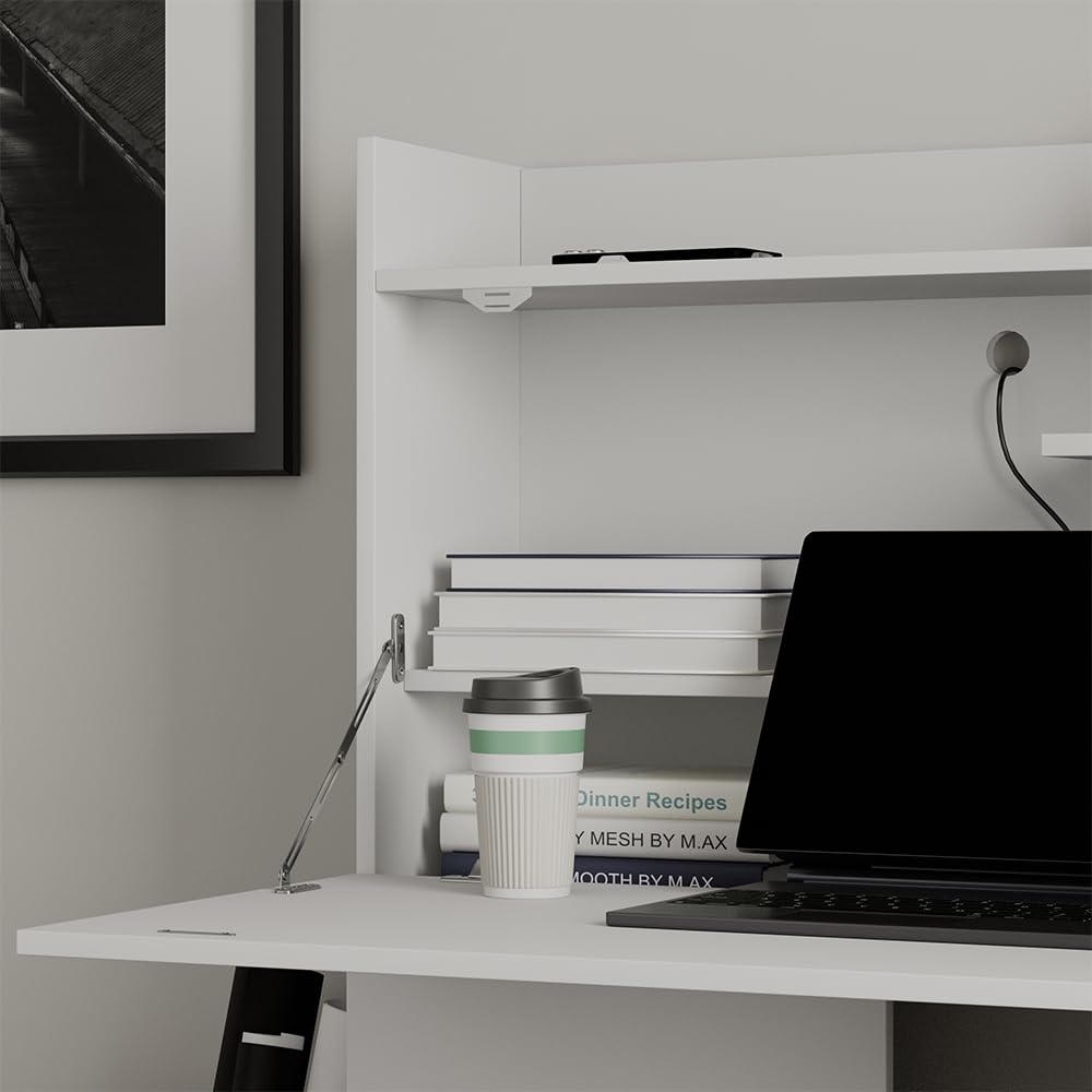 Vicco Scrivania Alena, Bianco, 85 x 27 cm | adatto per lavorare in modo salvaspazio e per un'organizzazione ordinata