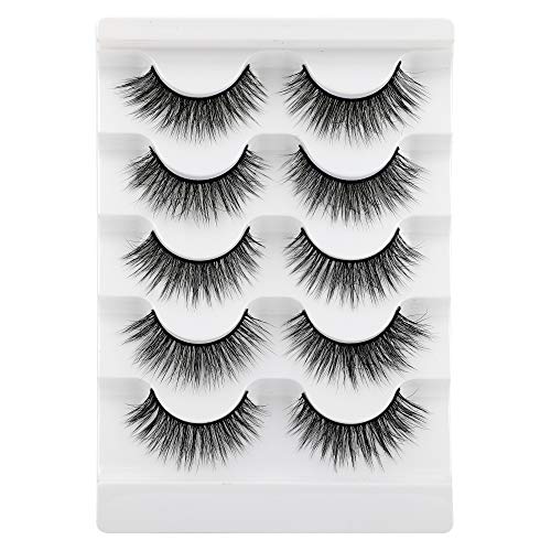 Newcally False Eyelashes Natural Wispy Faux Mink Lashes 5 Pairs Pack