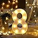 Produktbild LED Zahlen Lampe Nummer Beleuchtete Ziffern 0 1 2 3 4 5 6 7 8 9,Warm Weiße Lichter Dekoration Lichter Festzelt Licht, Led dekoration für Geburtstag Party Hochzeit & Urlaub Haus Bar (8)