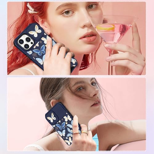Image of Funermei (2in1 for iPhone 15 Pro Max Case for Women Girls Butterfly Cute Phone Cover Girly Pretty Kawaii Aesthetic Unique Design with Camera Cover Funda for Apple for iPhone 15 ProMax Cases 6.7 inch