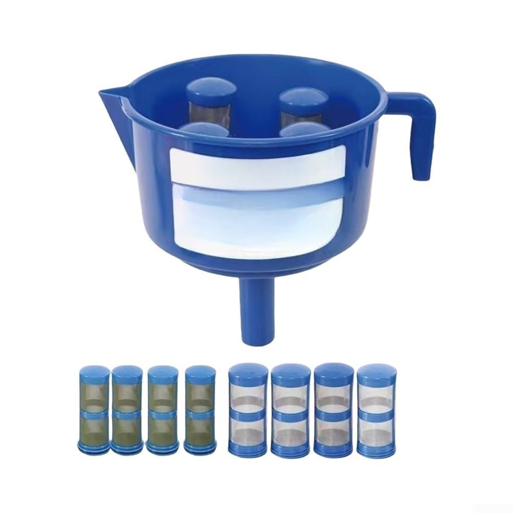 Strumento separatore di olio a imbuto con 4 elementi di filtraggio a doppio strato per filtro, sistema di lucidatura portatile in plastica antiruggine 12
