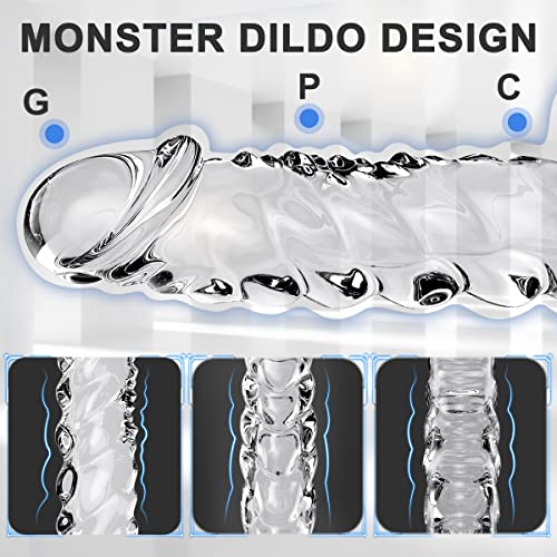 Clear Dildo 9 Inch G Spot Monster Dildo For Women With Soft Material And Strong Suction Cup For Hands-Free Play, Realistic Dildo Sex Toys For Women,Adult Toys For Beginner And Couple #TOP1