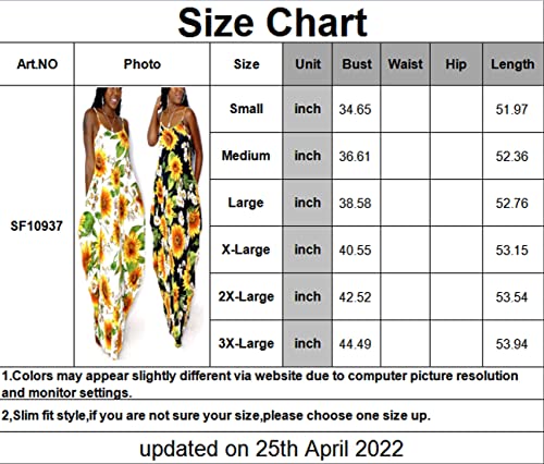 Image of Women's Maxi Sunflower Dresses Sleeveless Long Tie Dye Dress Casual Sundresses with Pockets