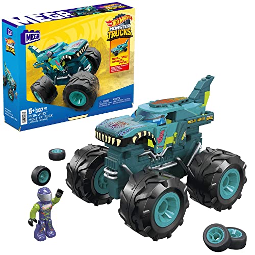 Mega Construx Hot Wheels Monster Trucks Mega-Wrex Coche de Bloques de construcción con Figura de Juguete (Mattel HDJ95)