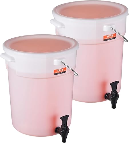 VEVOR Dispensador de bebidas, 2 dispensadores de bebidas de 5 galones para fiestas, dispensador de jugo de plástico con grifo y tapa, dispensador de
