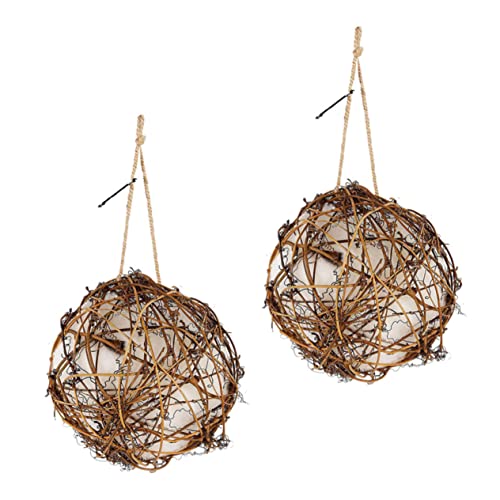 CIYODO 2pcs Bird's Nest Material Hummingbird Nesting Material Bird Nesting Material Holder Parrot Toys Bluebird House Hummingbird Gifts Globe Hummingbird Chew Toy Bracket Long Tail Cotton